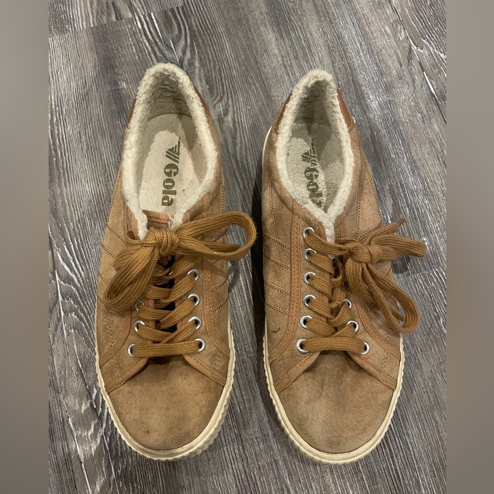Gola Classics Women's Nordic Plimsolls Fleece Lined in Light Caramel Size 8